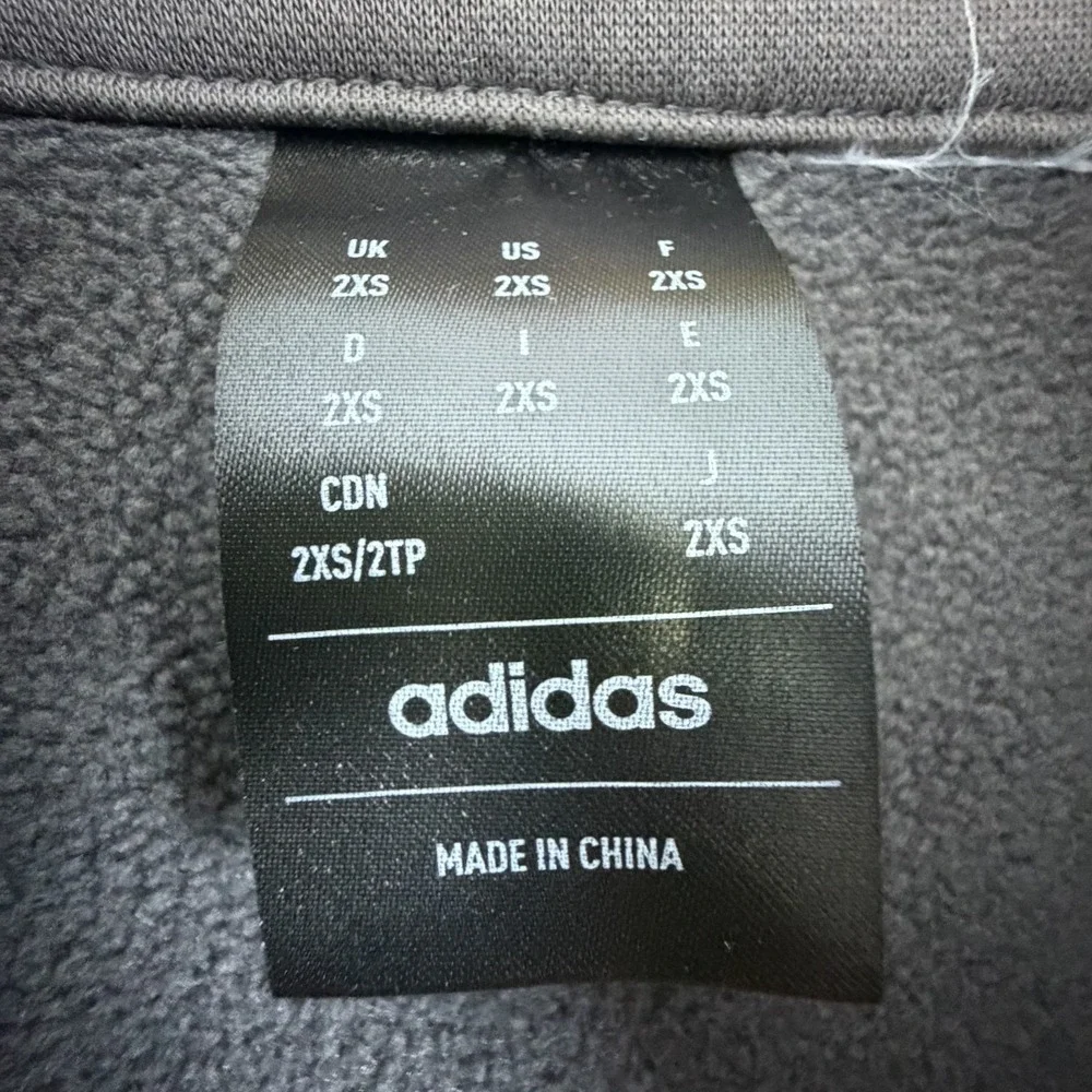 Adidas Basketball Sweatshirt Unisex 2XS Grey Poofy 1/2 Zip Mock Neck